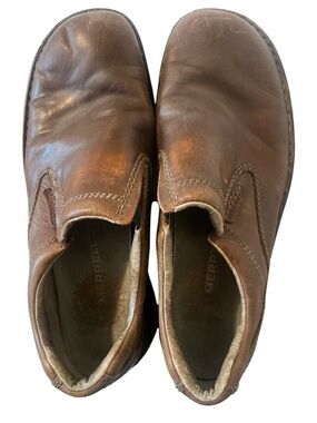 Merrell leather world passport brown air cushion slip ons 11 men’s  comfort